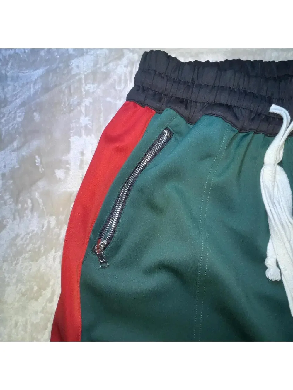 Lifted Anchors Men's The Jenner Track Pants in Italia Luxe Green Red- Sz MEDIUM